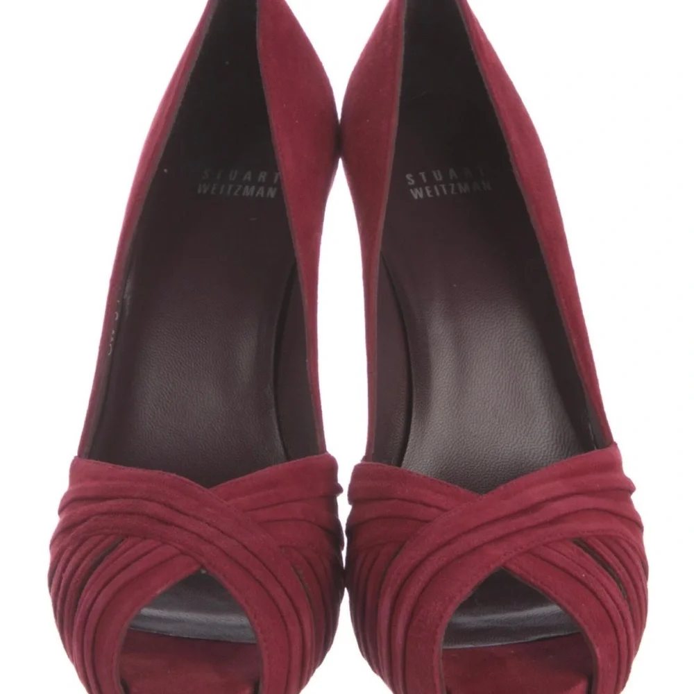 Stuart Weitzman Burgundy slingback Suede Shoes - Picture 3 of 5